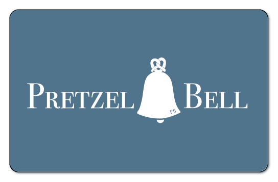 pretzel bell logo on a pale blue grey background